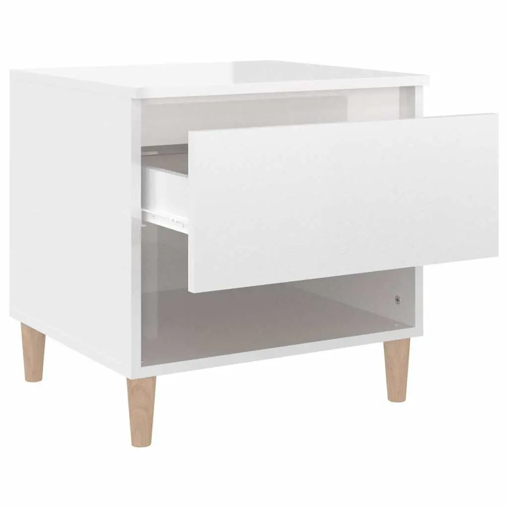 Bedside Tables 2 pcs White High Gloss Modern Design Storage Nightstands