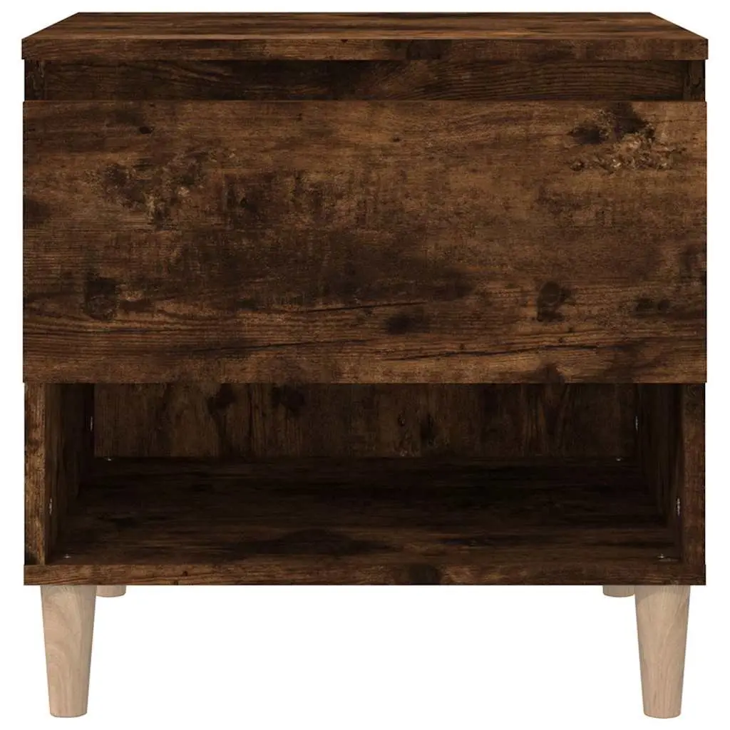 Bedside Tables Set of 2 Brown Engineered Wood Nightstands Bedroom Storage