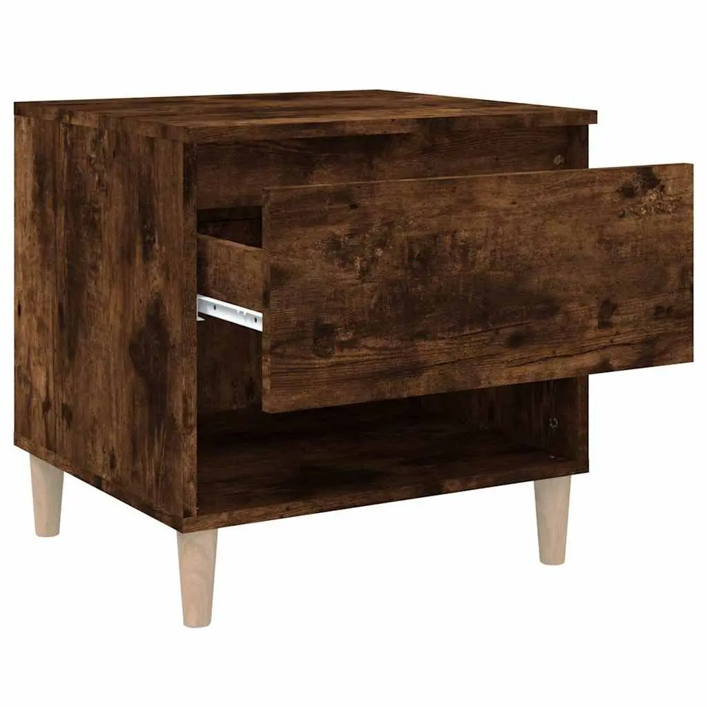 Bedside Tables Set of 2 Brown Engineered Wood Nightstands Bedroom Storage