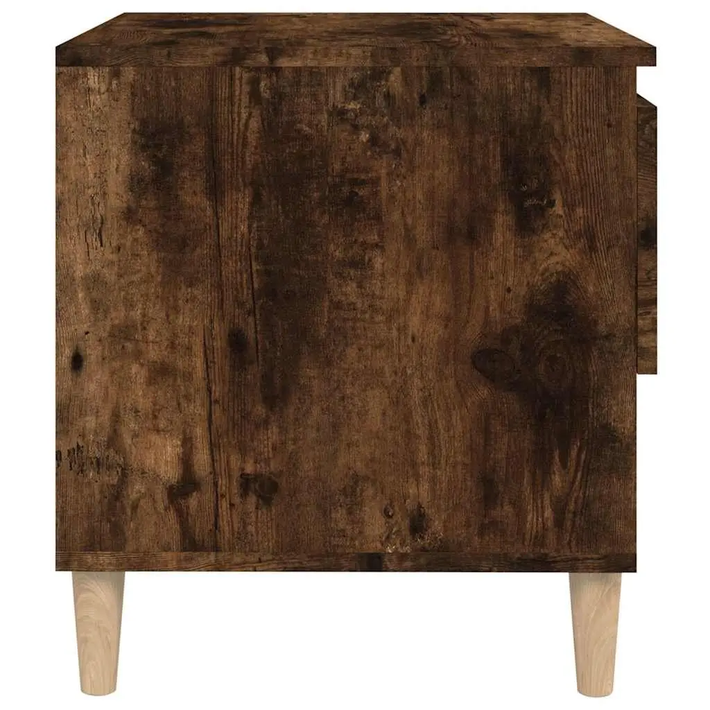 Bedside Tables Set of 2 Brown Engineered Wood Nightstands Bedroom Storage