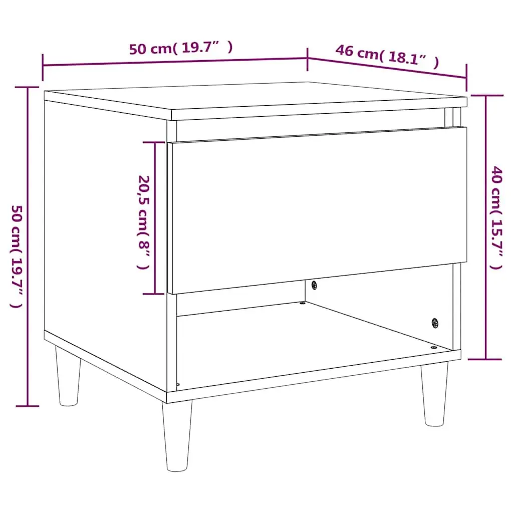 Bedside Tables Set of 2 Brown Engineered Wood Nightstands Bedroom Storage