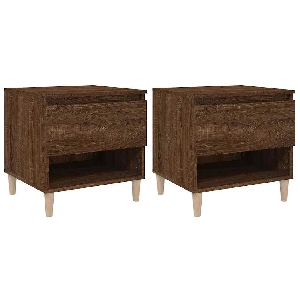 Bedside Tables Brown Oak Engineered Wood 50x46x50 cm 2 pcs