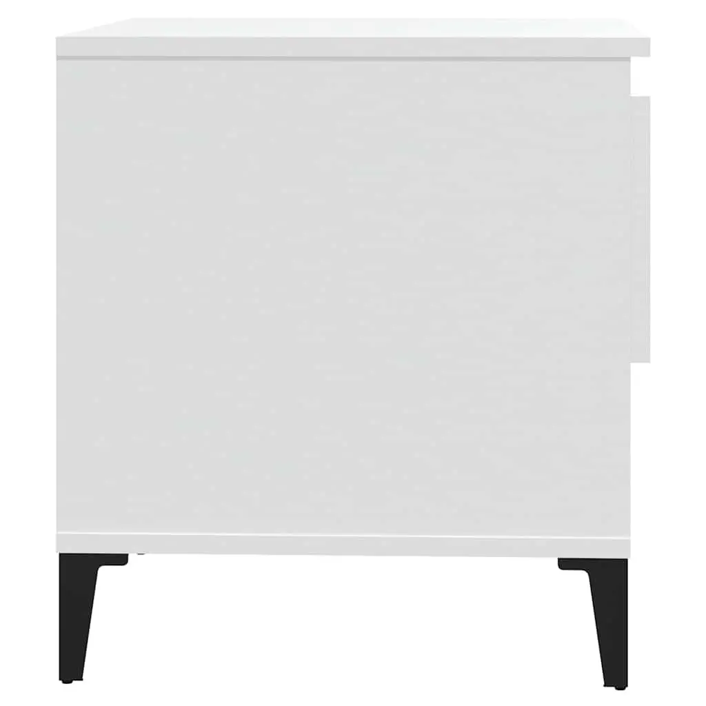 Side Table White Engineered Wood Storage Drawer Compartment 50W x 46D x 50H cm
