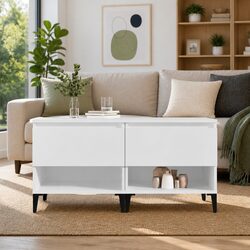 2 pcs White Side Tables with Storage Drawer