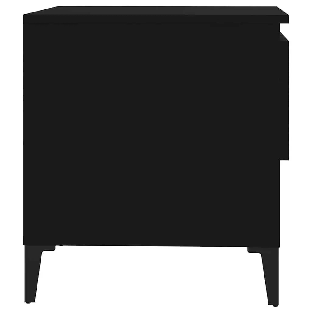 Side Table Black Engineered Wood with Drawer Storage Compartment Industrial