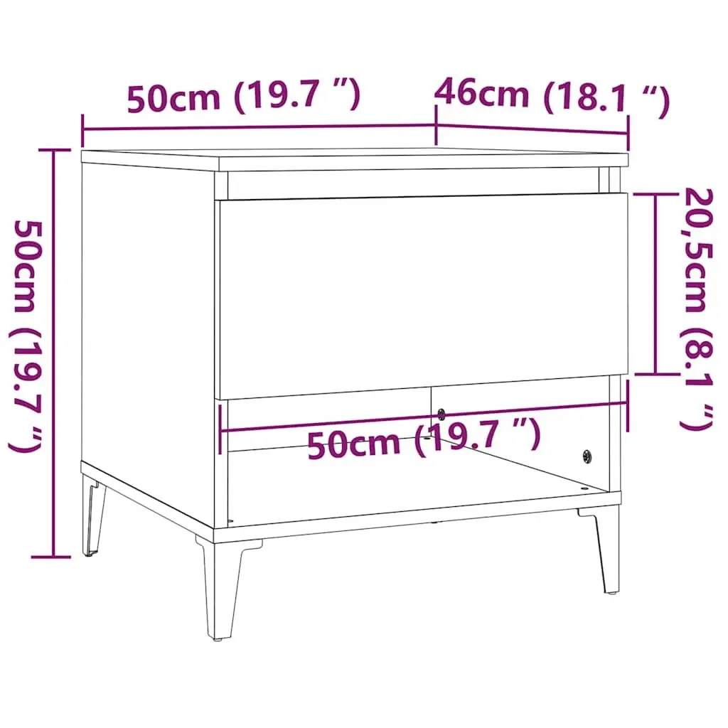 Side Table Black Engineered Wood with Drawer Storage Compartment Industrial