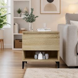 End Table Side Table with Storage Drawer Compartment Brown Engineered Wood