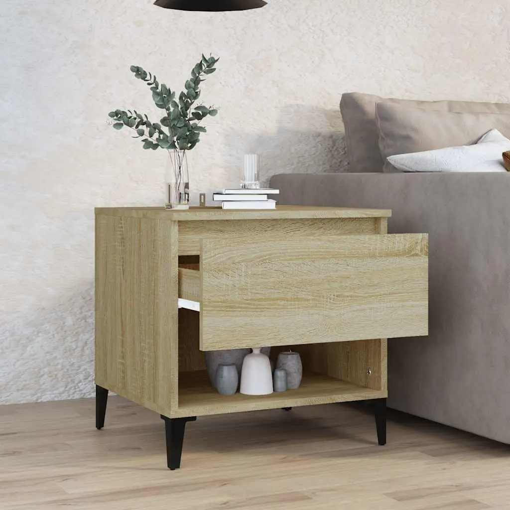End Table Side Table with Storage Drawer Compartment Brown Engineered Wood 50 x 46 x 50 cm