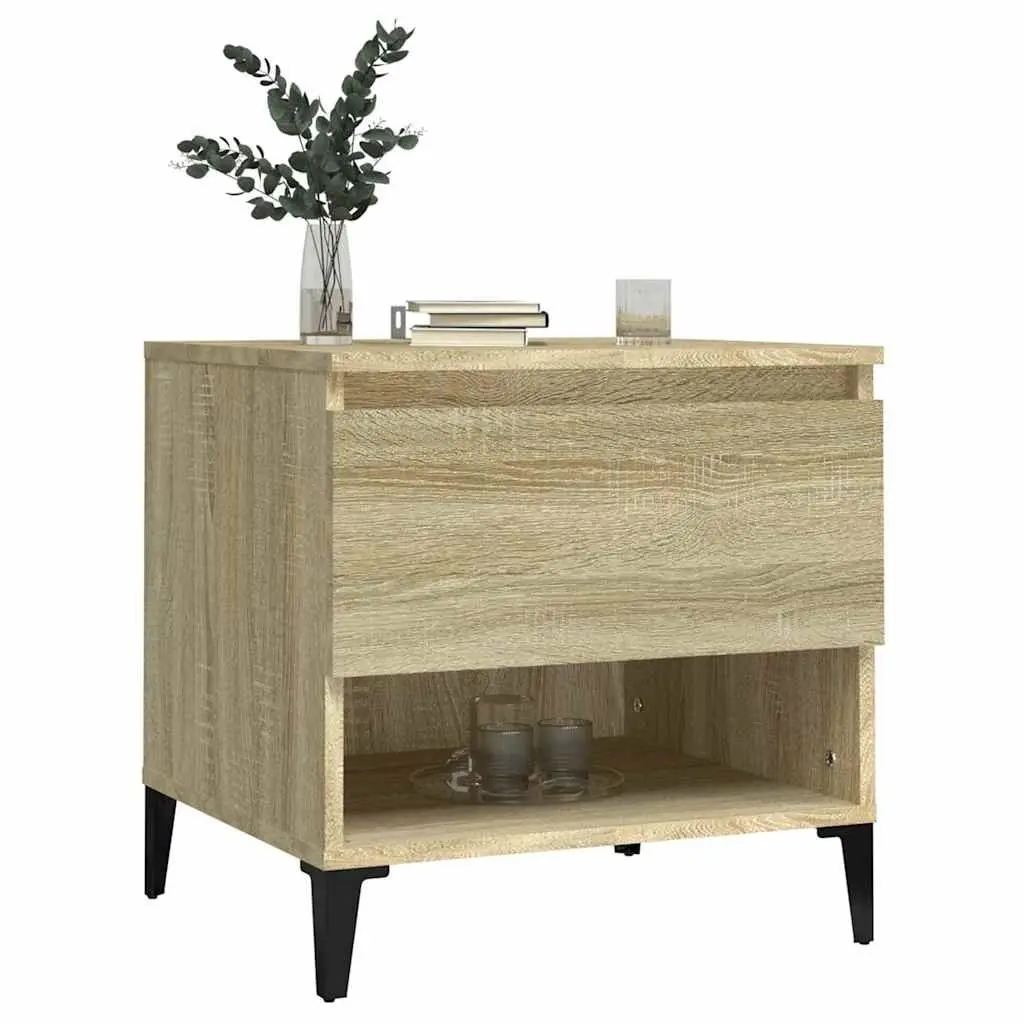 End Table Side Table with Storage Drawer Compartment Brown Engineered Wood 50 x 46 x 50 cm