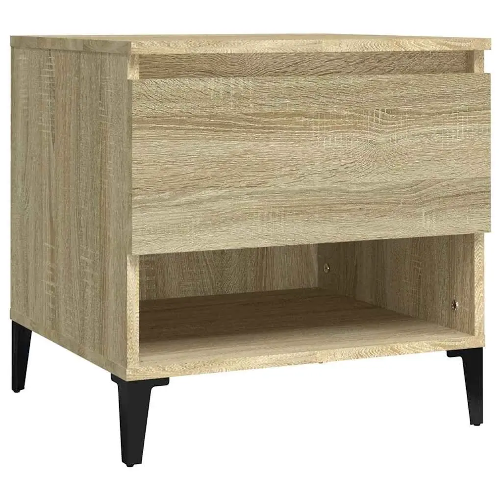 End Tables 2 pcs Brown Engineered Wood Side Tables with Drawer Storage