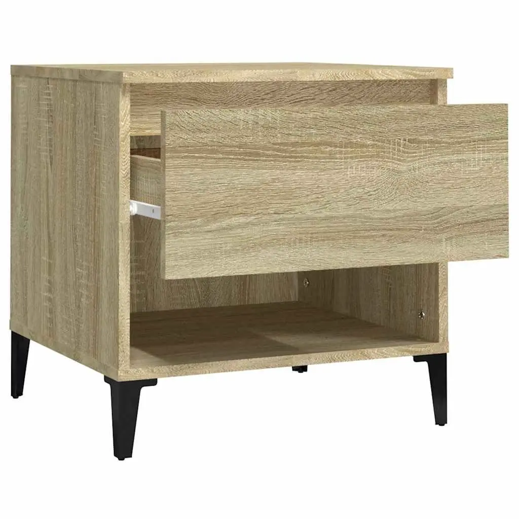 End Tables 2 pcs Brown Engineered Wood Side Tables with Drawer Storage