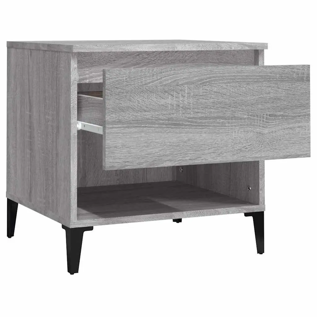 End Table Grey Side Table with Storage Drawer Compartment Industrial Design