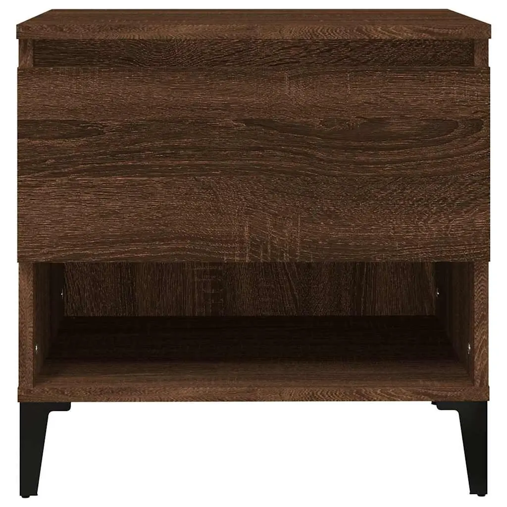 End Tables 2 pcs Brown Oak Engineered Wood Side Tables with Drawer Storage
