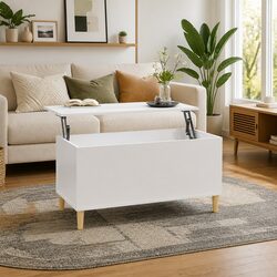 Friendly White Lift Top Coffee Table with Storage