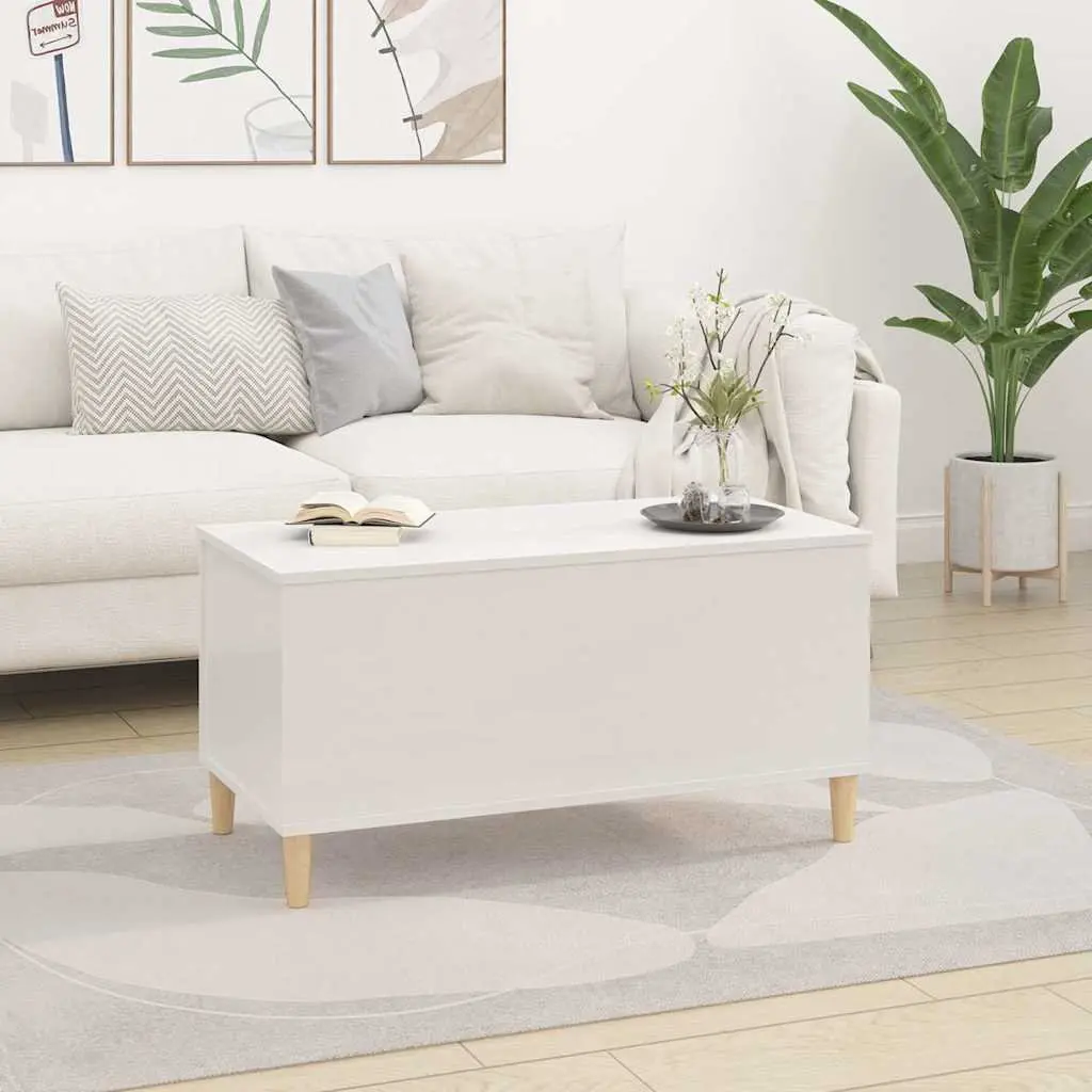 Coffee Table Lift Top White High Gloss 90x44.5x45cm Hidden Storage Compartment