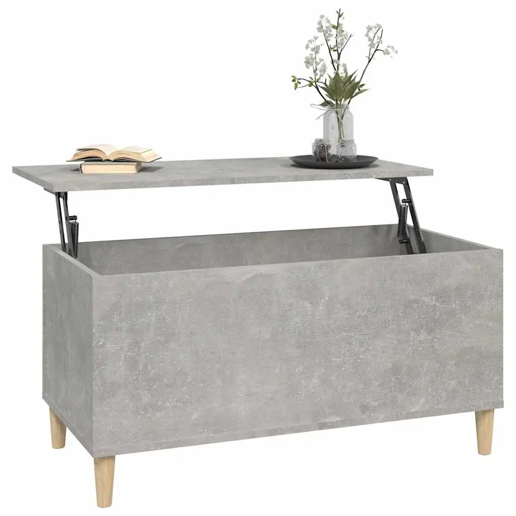 Lift Top Coffee Table Grey Engineered Wood Adjustable Height with Storage Compartment