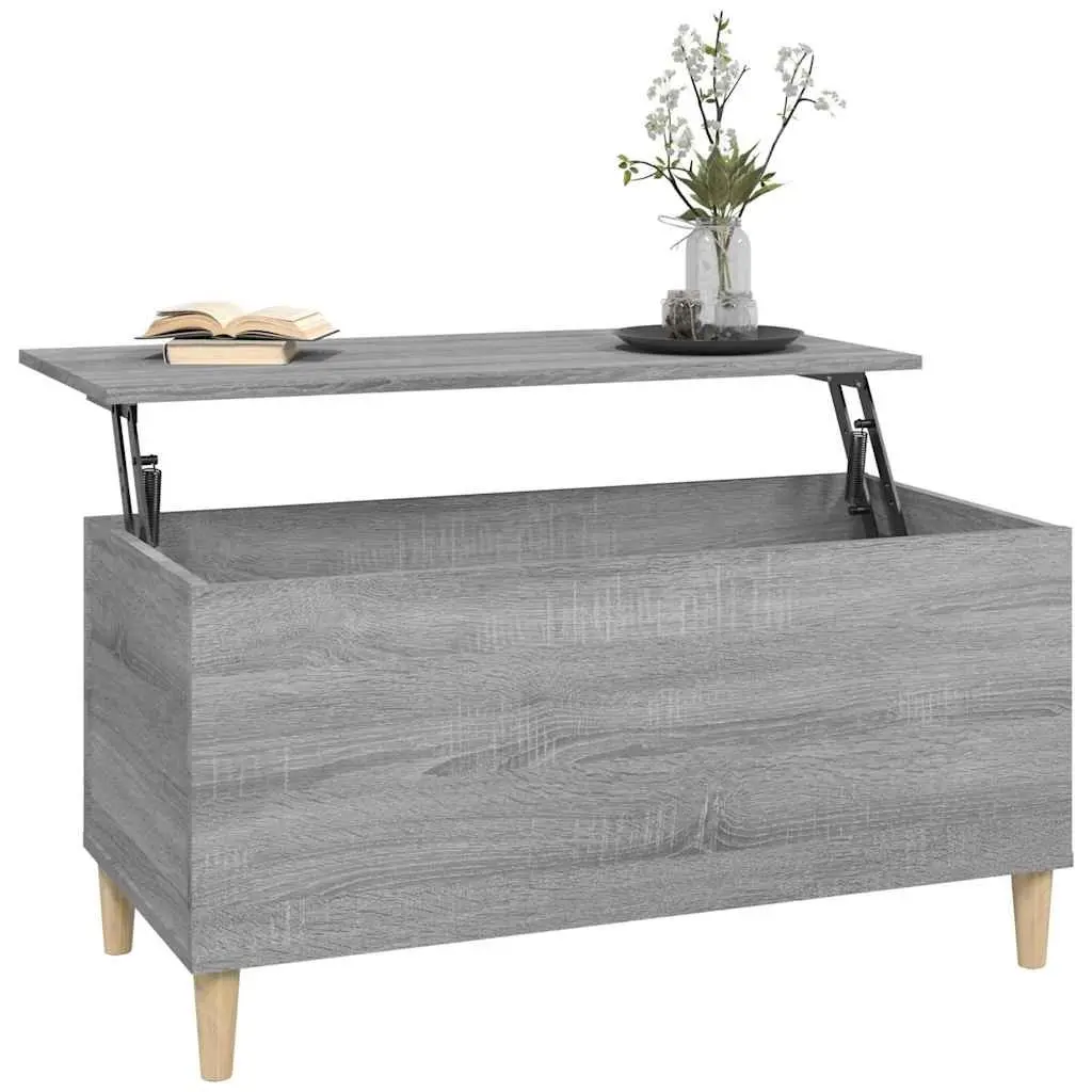 Lift-Top Coffee Table Grey Sonoma Engineered Wood Storage Compartment 90 x 44.5 x 45 cm
