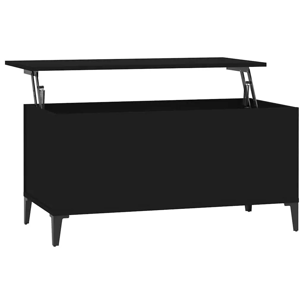 Lift-Top Coffee Table Black Engineered Wood Storage Compartment Living Room