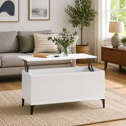 Your Friendly White Coffee Table with Lift-Top Design