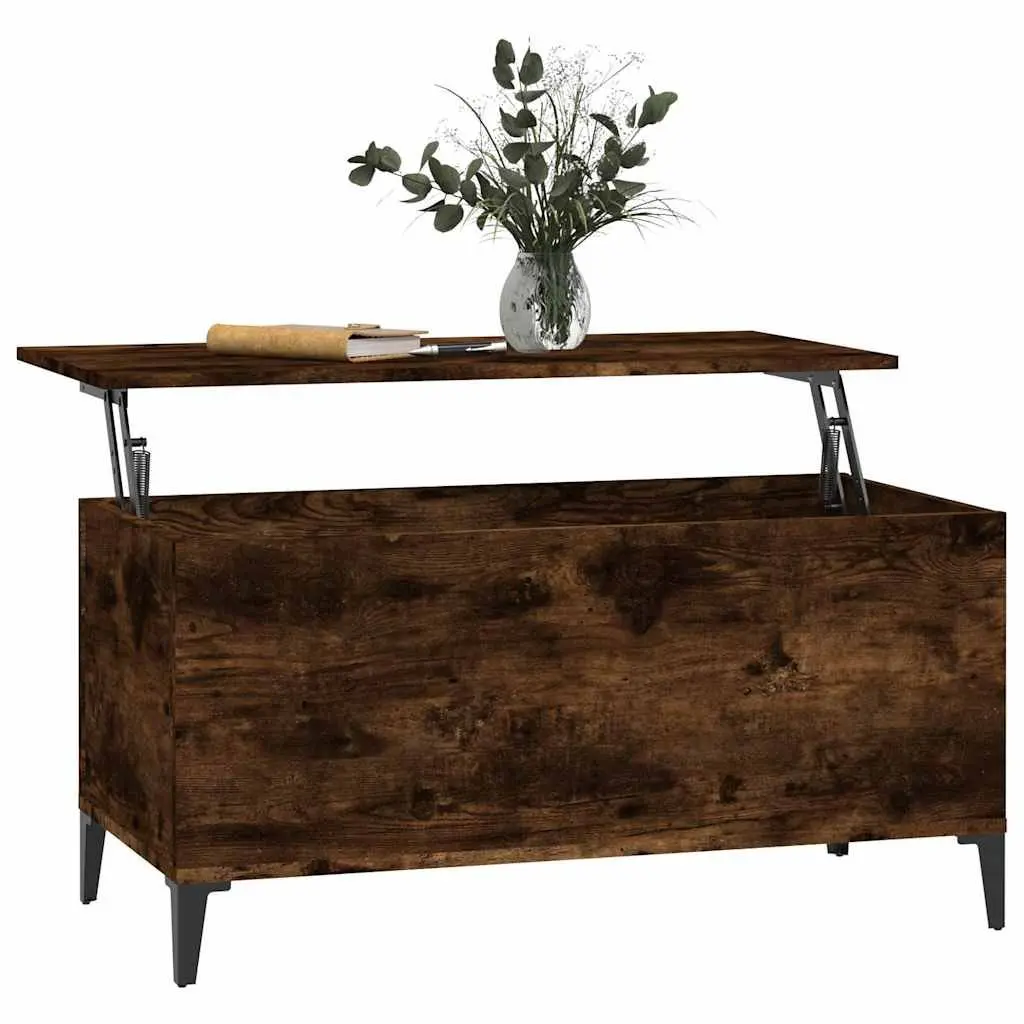 Lift-Top Coffee Table with Storage Brown Engineered Wood 90L x 44.5W x 45H cm