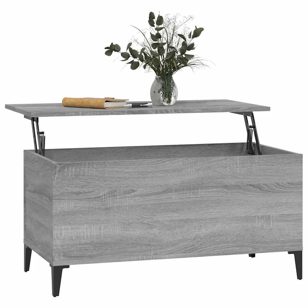 Lift-Top Coffee Table Grey Sonoma Engineered Wood Storage Compartment Living