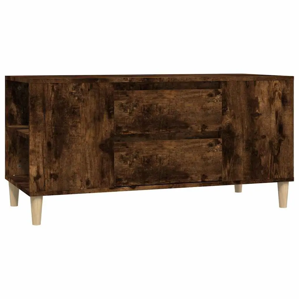 TV Cabinet Smoked Oak 102x44.5x50 cm Storage Unit 4 Compartments 2 Drawers