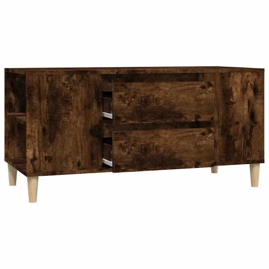 TV Cabinet Smoked Oak 102x44.5x50 cm Storage Unit 4 Compartments 2 Drawers