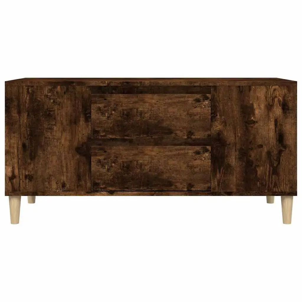 TV Cabinet Smoked Oak 102x44.5x50 cm Storage Unit 4 Compartments 2 Drawers