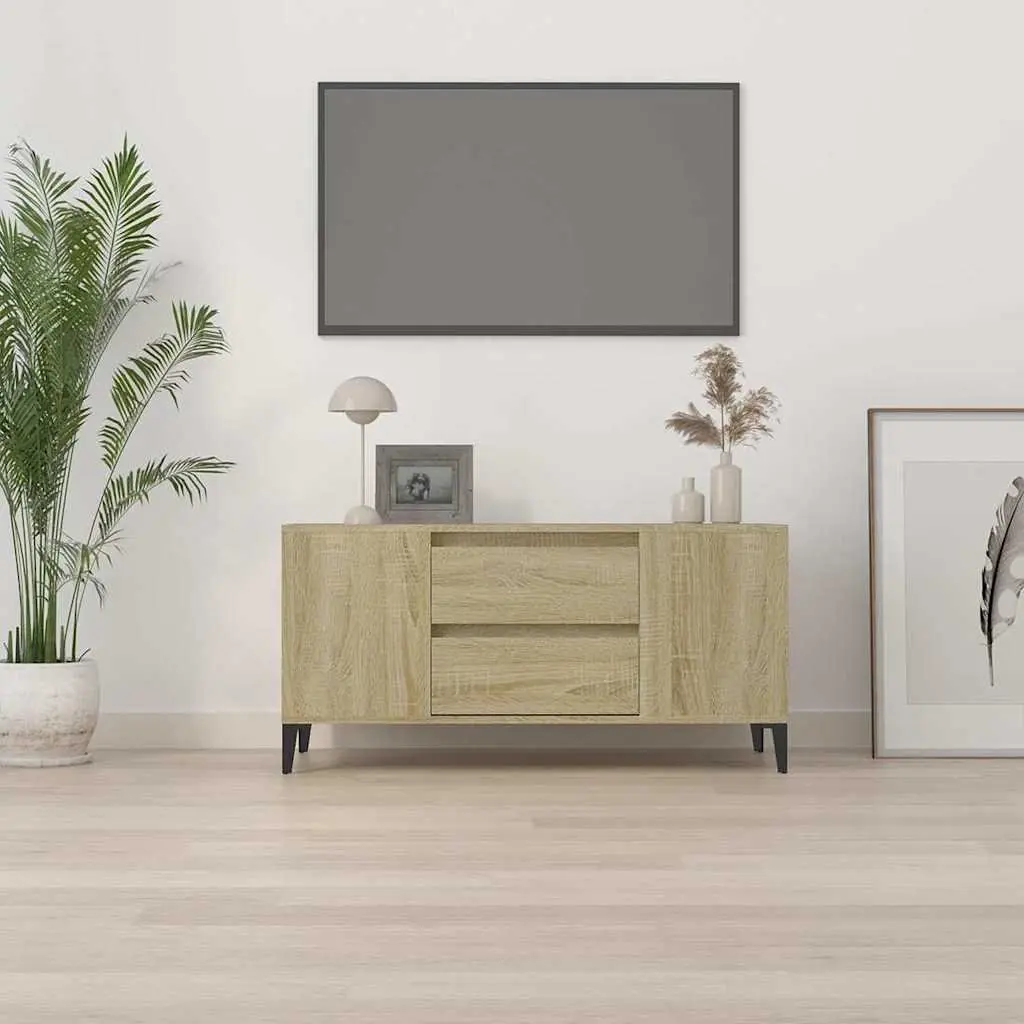 TV Cabinet Sonoma Oak Brown Engineered Wood Storage Unit with Drawers
