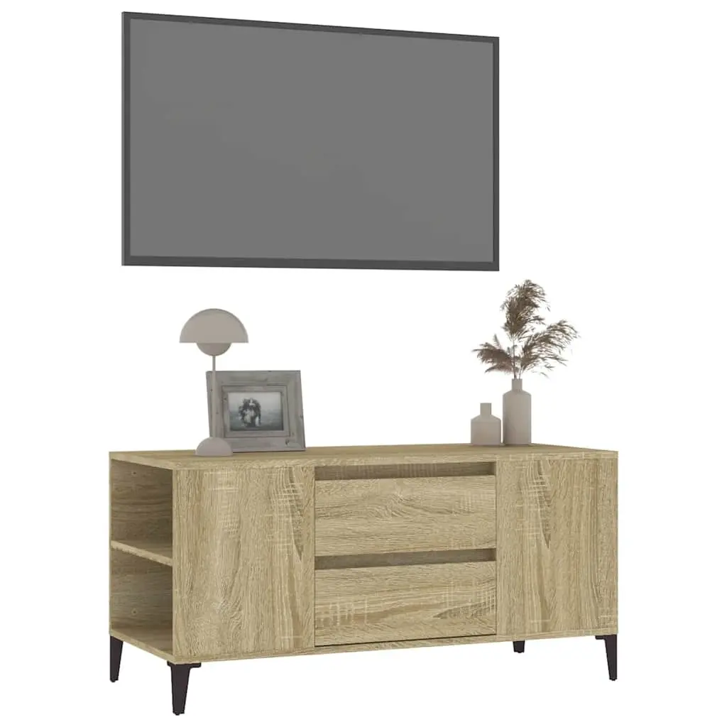 TV Cabinet Sonoma Oak Brown Engineered Wood Storage Unit with Drawers