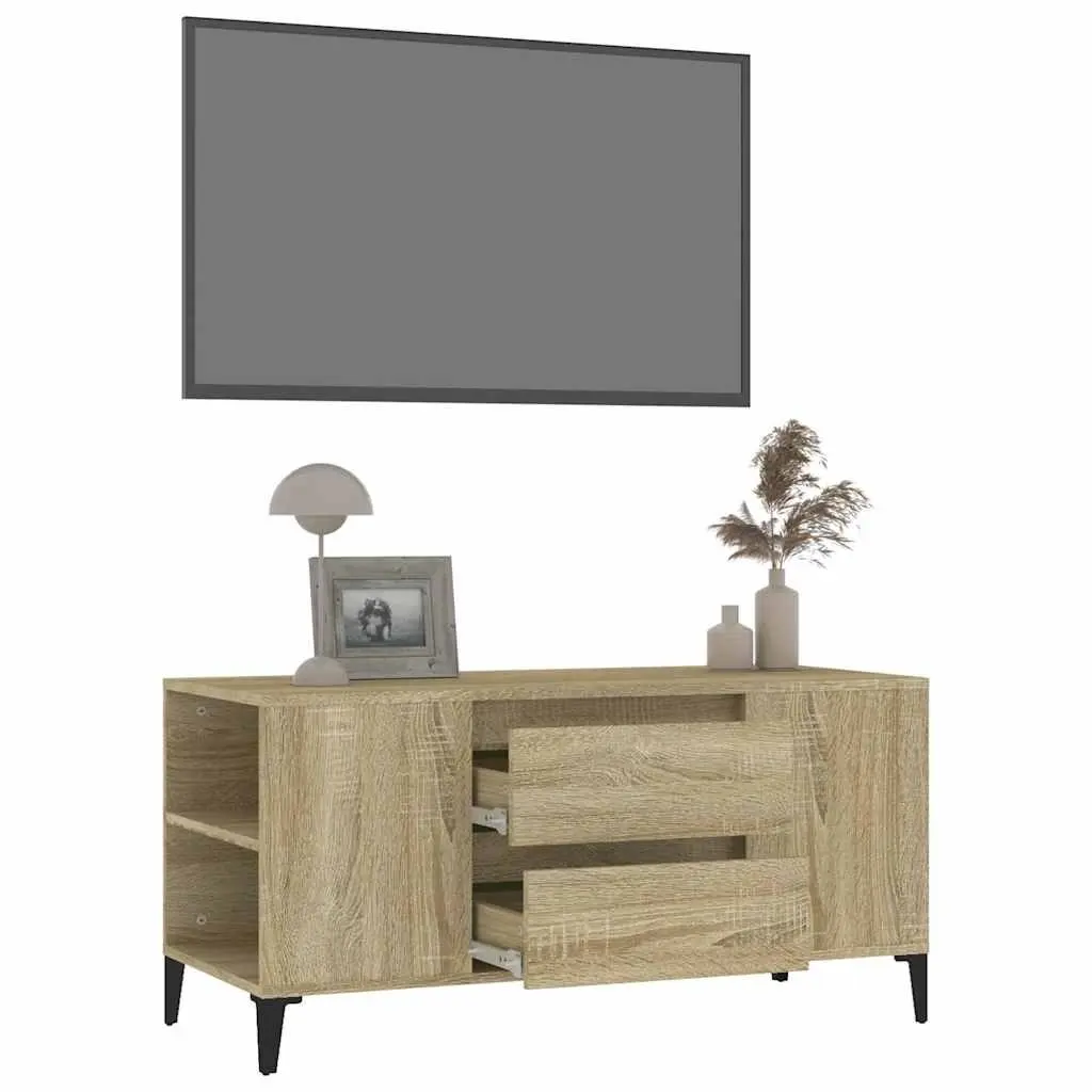 TV Cabinet Sonoma Oak Brown Engineered Wood Storage Unit with Drawers