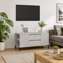 TV Cabinet Grey 102x44.5x50 cm Engineered Wood Storage Unit Compartments Drawers