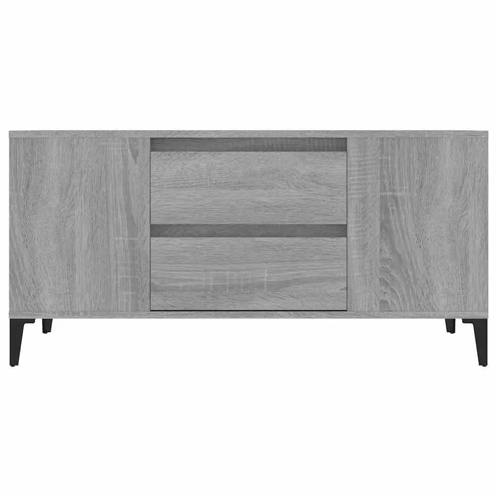 TV Cabinet Grey Sonoma Engineered Wood Industrial Style 102 x 44.5 x 50 cm 4 Compartments 2 Drawers