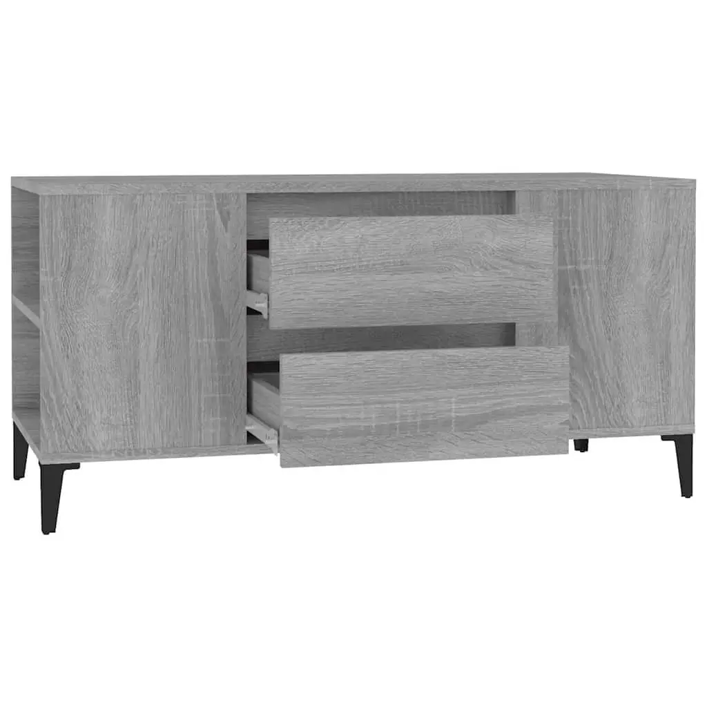TV Cabinet Grey Sonoma Engineered Wood Industrial Style 102 x 44.5 x 50 cm 4 Compartments 2 Drawers