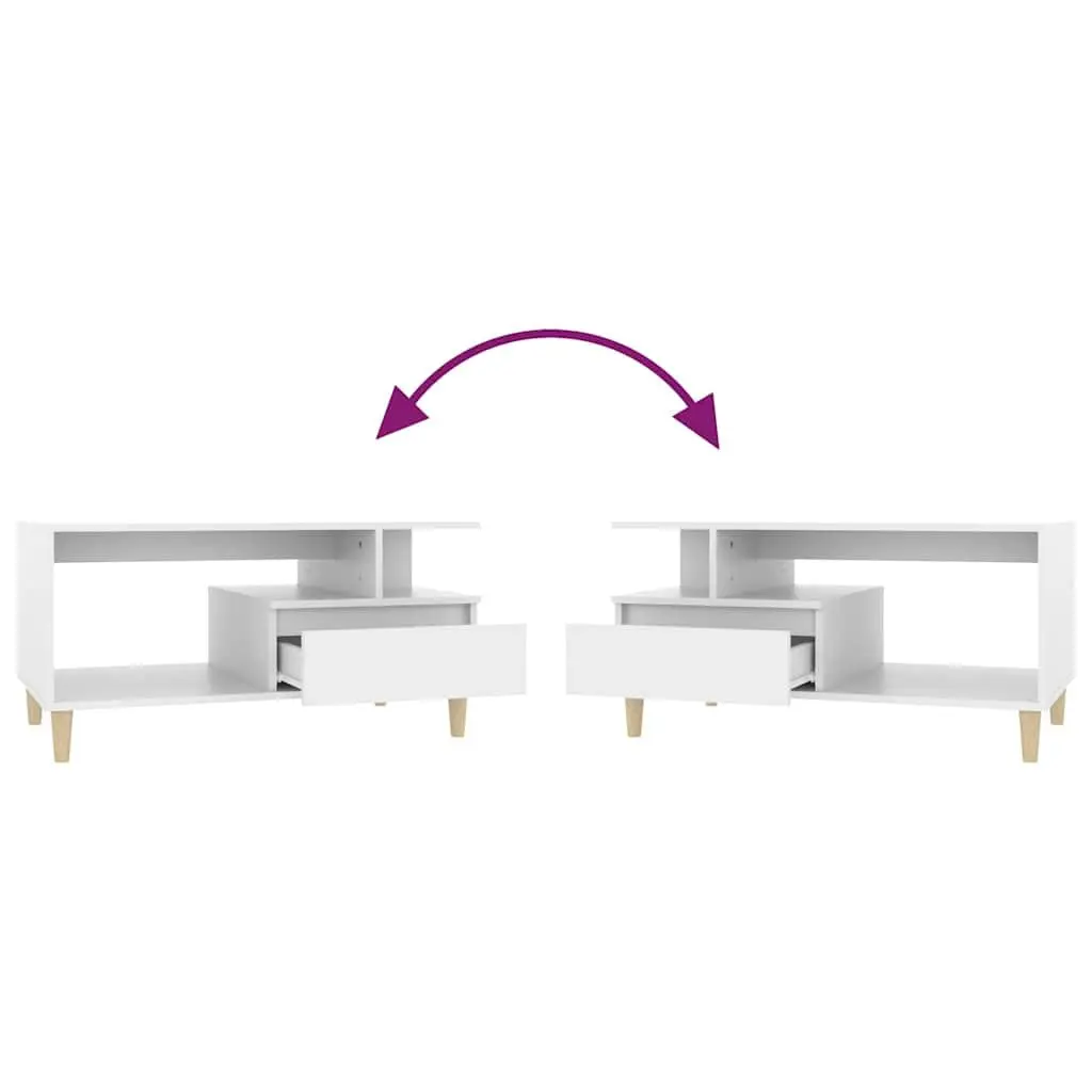 Coffee Table White Engineered Wood 90x49x45 cm with Drawer Storage Compartments
