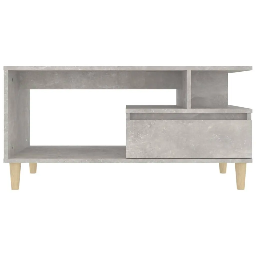 Coffee Table Grey Engineered Wood Accent with Storage Drawer Open Compartments 90L x 49W x 45H cm
