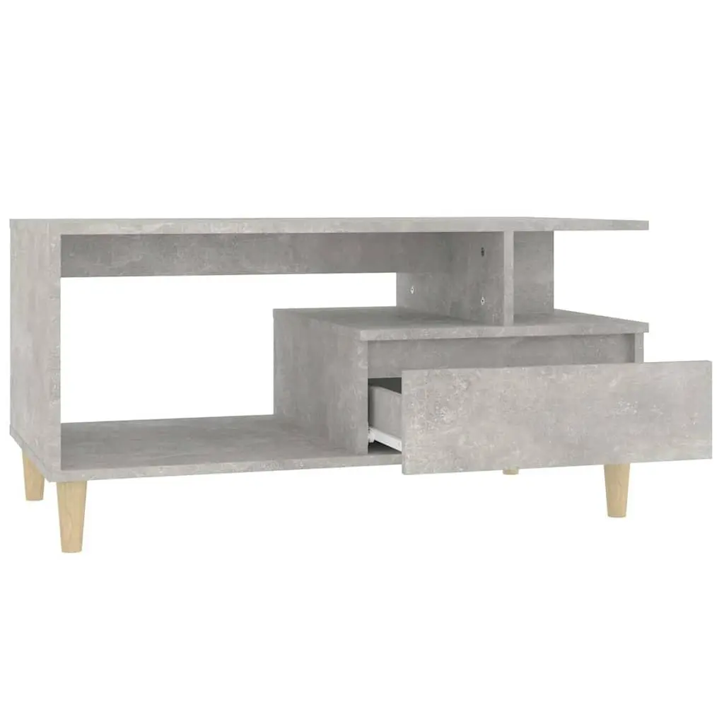 Coffee Table Grey Engineered Wood Accent with Storage Drawer Open Compartments 90L x 49W x 45H cm