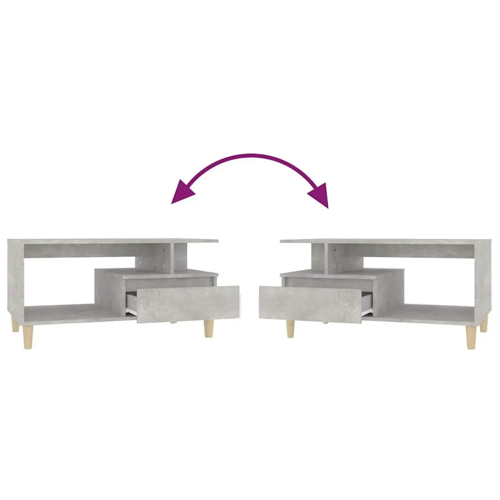 Coffee Table Grey Engineered Wood Accent with Storage Drawer Open Compartments 90L x 49W x 45H cm