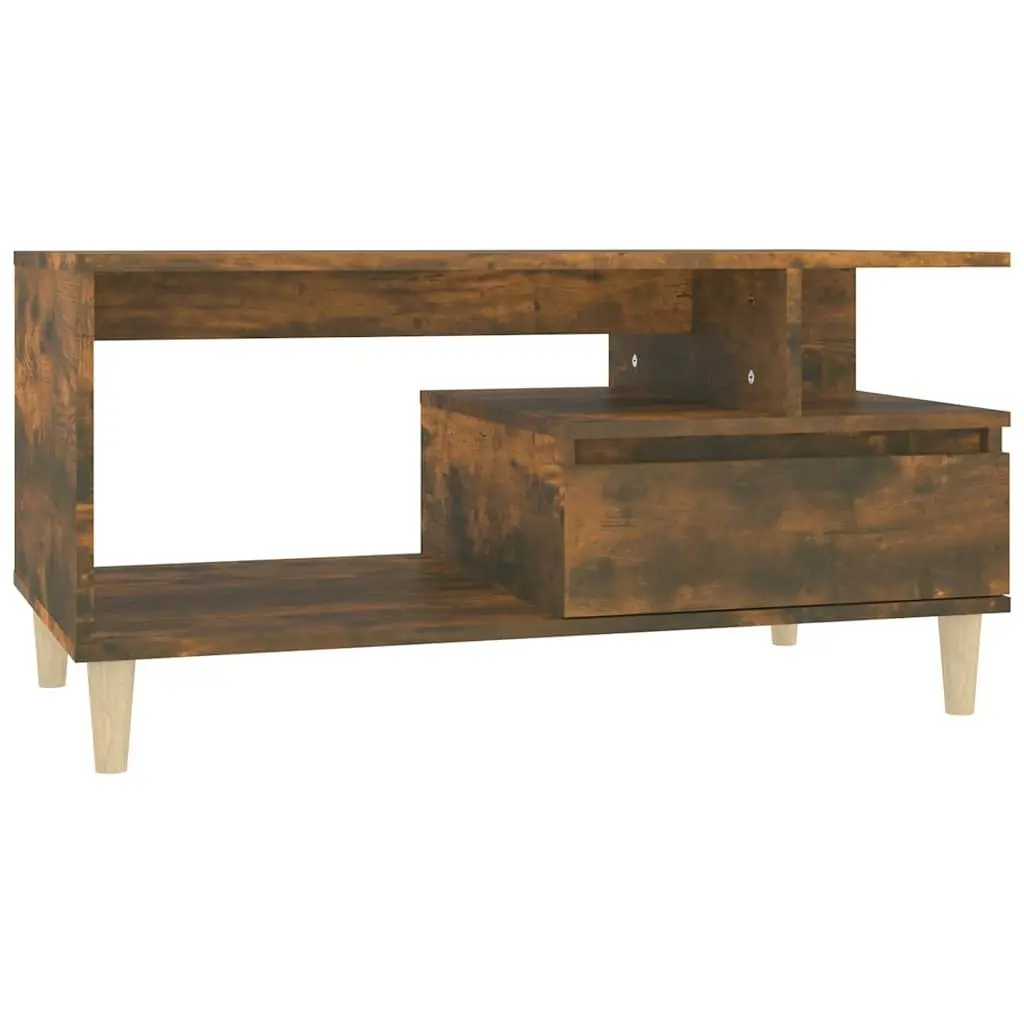Coffee Table with Drawer Storage Smoked Oak 90L x 49W x 45H cm