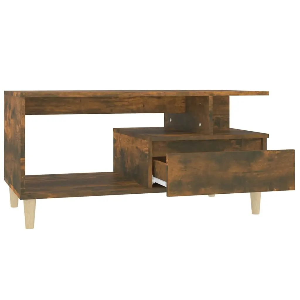 Coffee Table with Drawer Storage Smoked Oak 90L x 49W x 45H cm