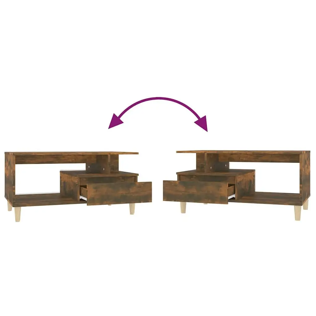 Coffee Table with Drawer Storage Smoked Oak 90L x 49W x 45H cm