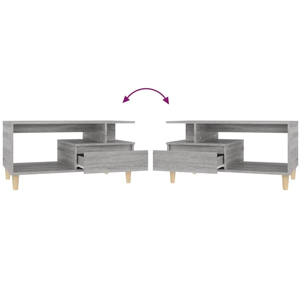 Coffee Table Grey Sonoma 90x49x45cm Open Compartment Drawer Storage Accent Table