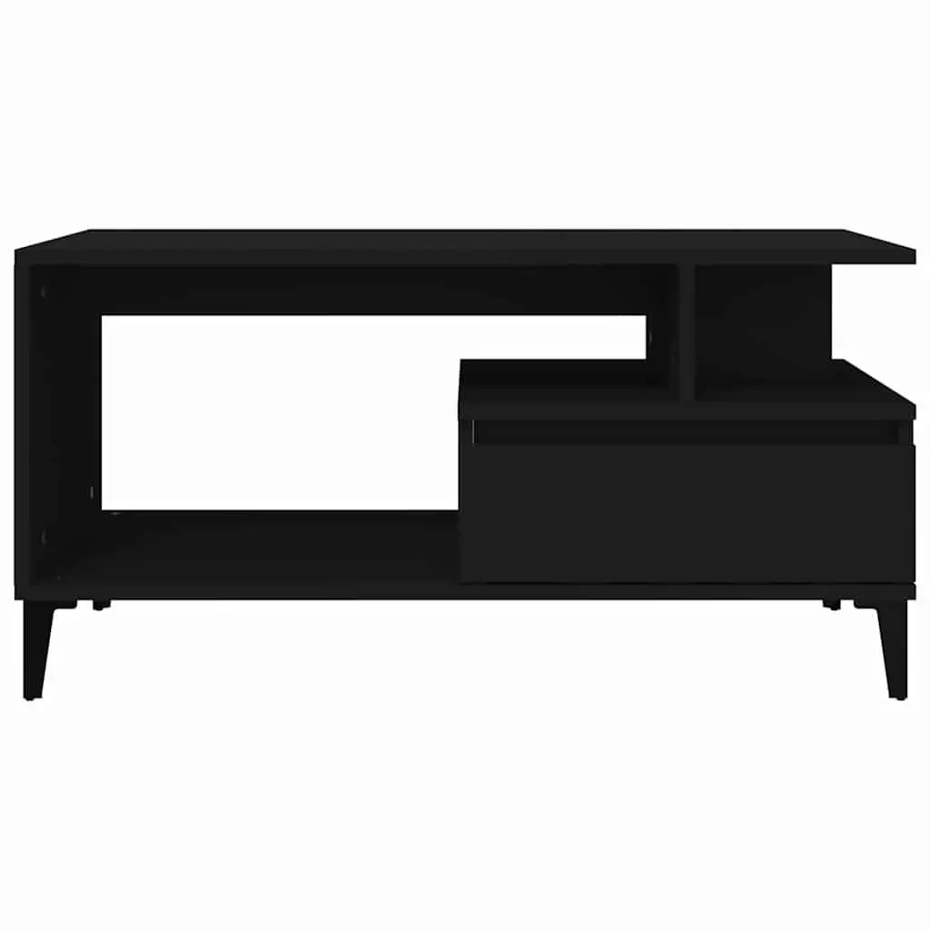 Coffee Table Black Engineered Wood Storage Accent Furniture 90 x 49 x 45 cm
