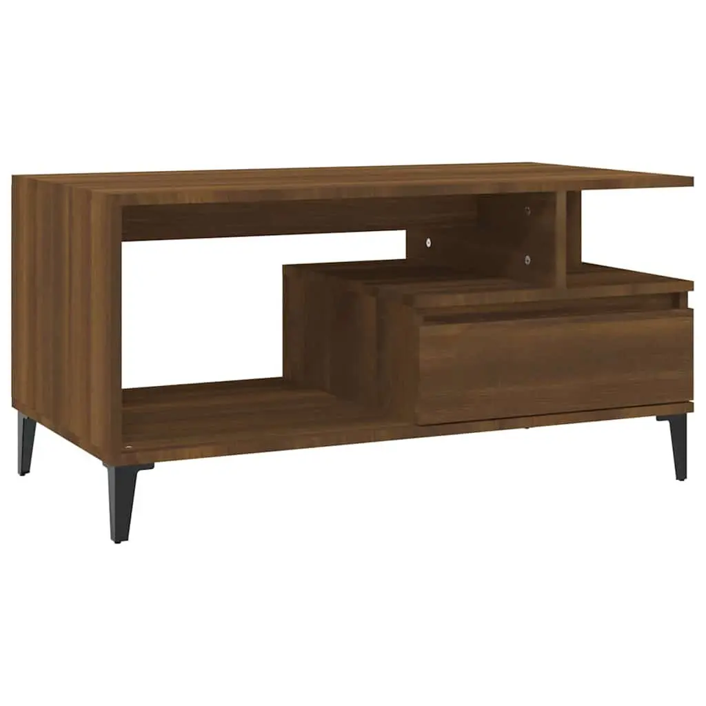 Coffee Table Brown Oak 90x49x45 cm Living Room Furniture Storage Display