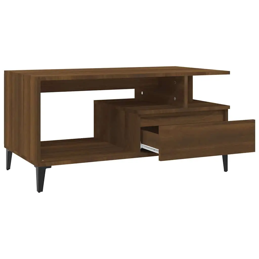 Coffee Table Brown Oak 90x49x45 cm Living Room Furniture Storage Display