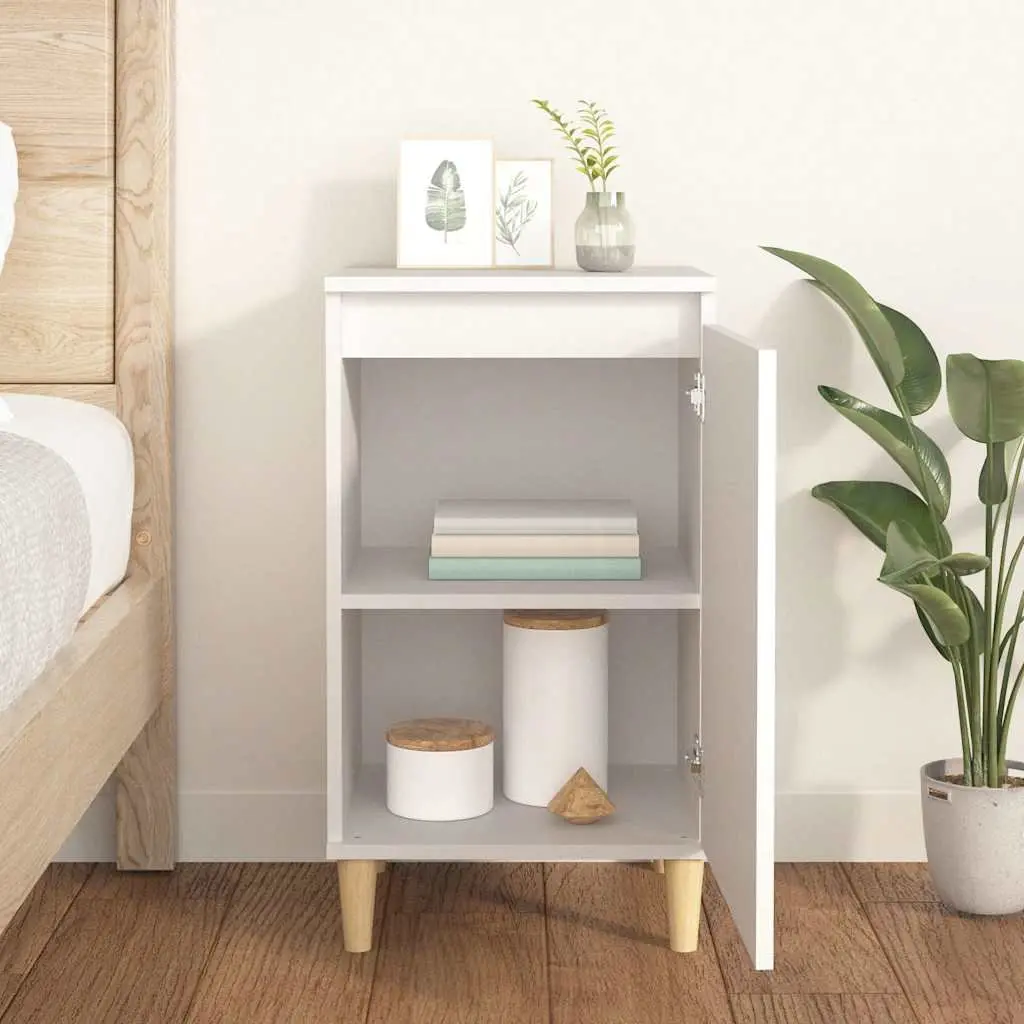 White Bedside Cabinet 40x35x70cm with Storage