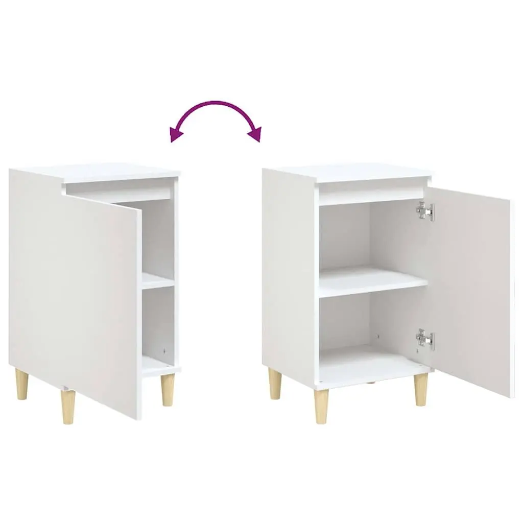 Bedside Cabinet White 40x35x70 cm Engineered Wood 2 Piece Nightstand Storage