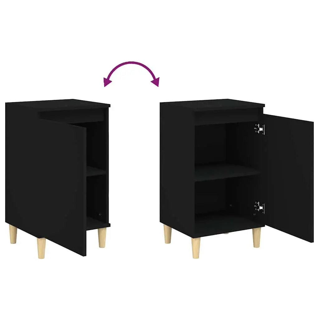 Bedside Cabinet 2 pcs Black 40x35x70 cm Engineered Wood Nightstand Storage