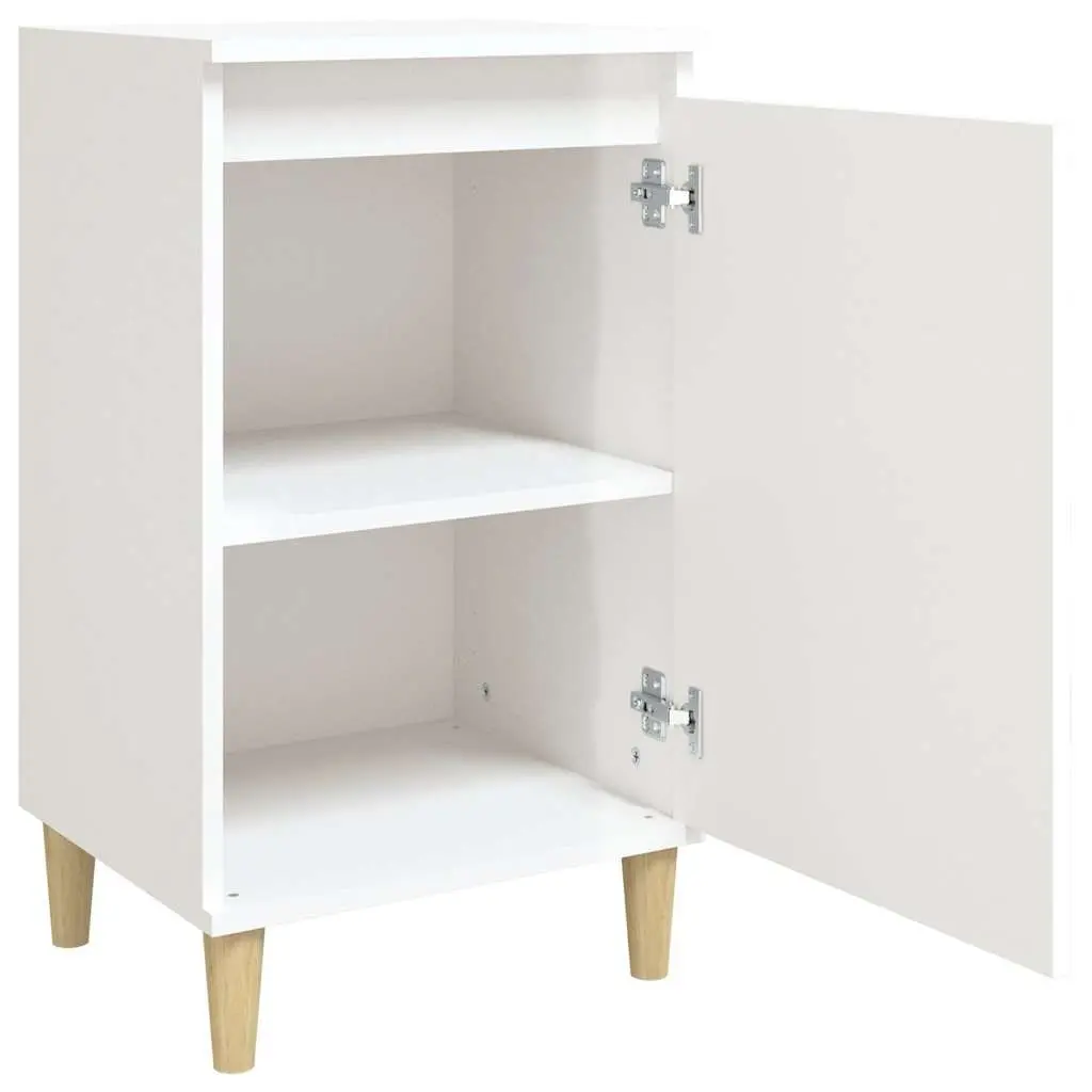Bedside Cabinet White High Gloss 40x35x70cm Nightstand Storage Table Wooden Legs
