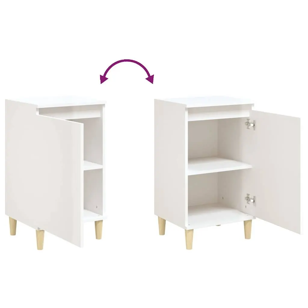 Bedside Cabinet White High Gloss 40x35x70cm Nightstand Storage Table Wooden Legs